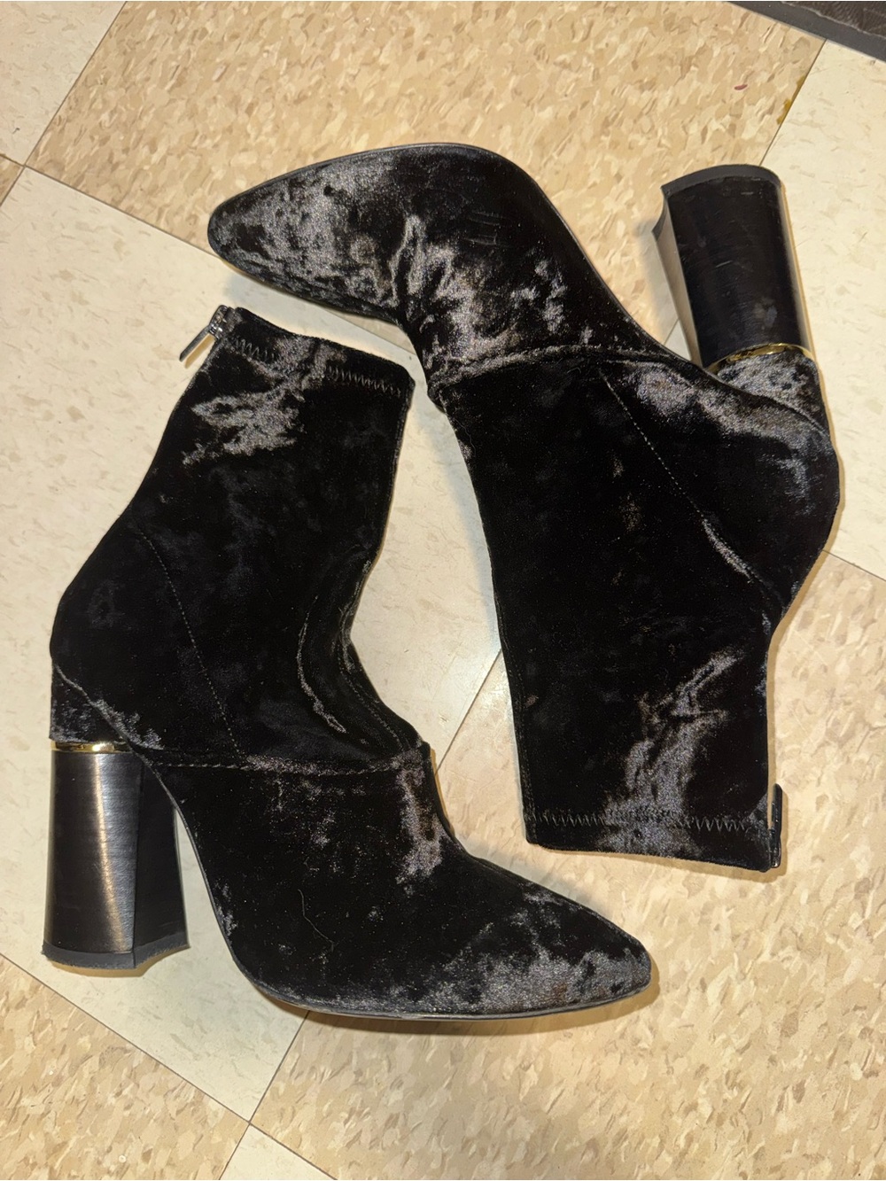 3.1 Phillip Lim Women’s Black Velvet Block Heel Ankle Boots
